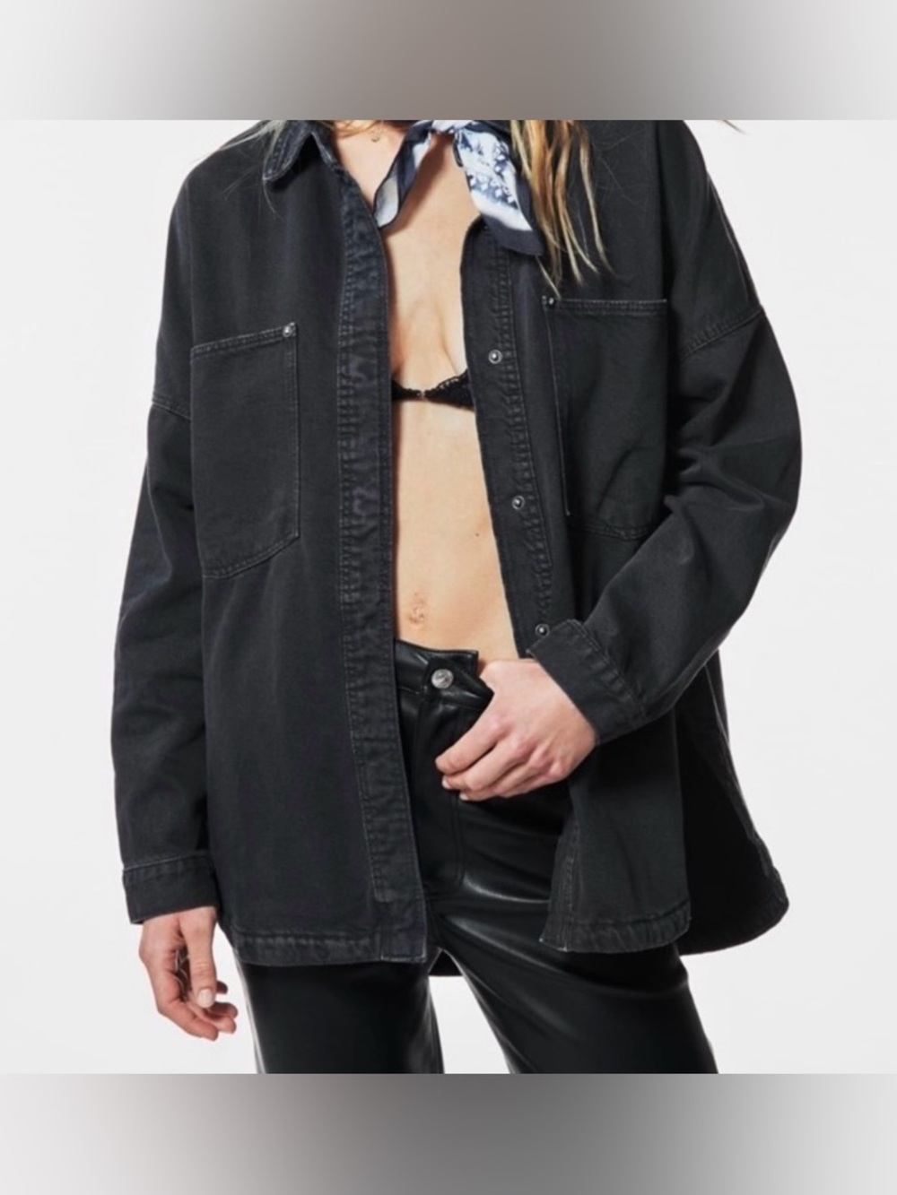 Zara Black Oversized Jean Jacket